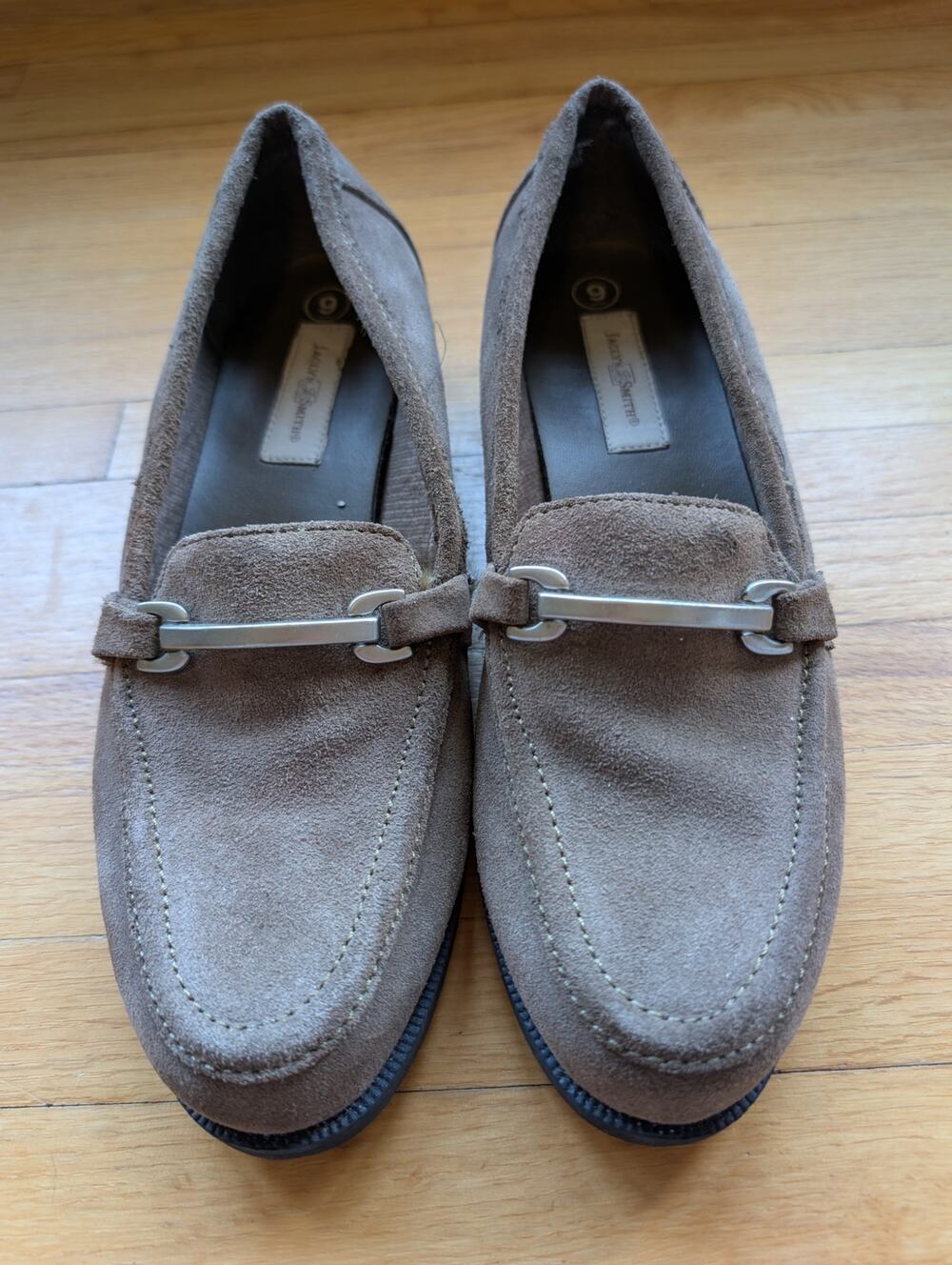 Vintage Suede Leather Brown Loafers Women's Sz 9 Silver Accent 90's Y2K